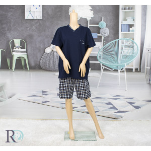 Памучна мъжка пижама, лятна, с къси панталонки - Леон 